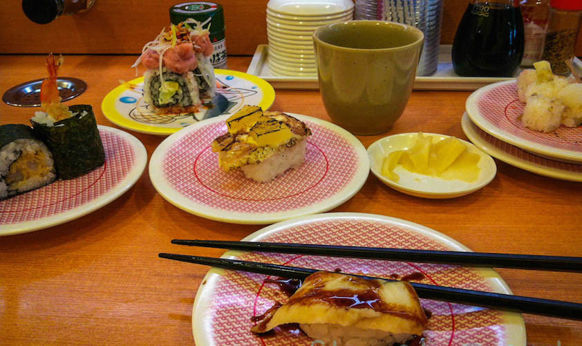 various sushi at Kappazushi