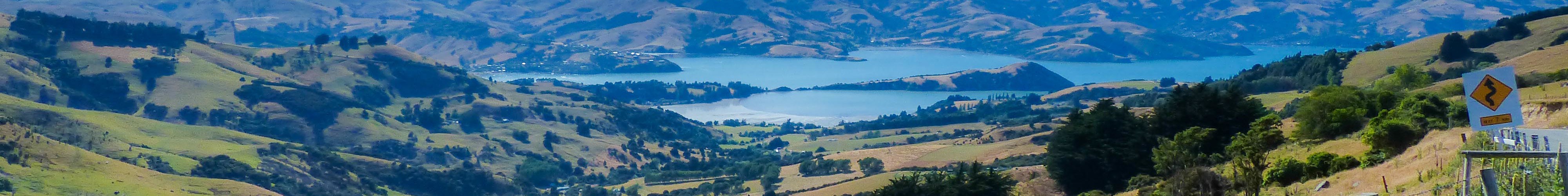 The view of Akaroa peninsula from the Hilltop Cafe