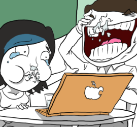 A couple laughing so hard milk comes out their nose