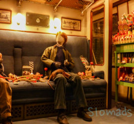 Models of Harry and Ron on the train to Hogwarts their first year.